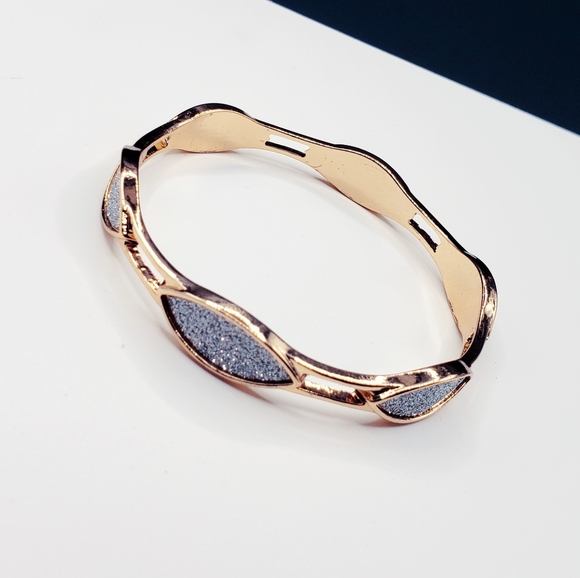 Rose Gold and Gray Sparkly Spacer Bangle - Picture 3 of 7